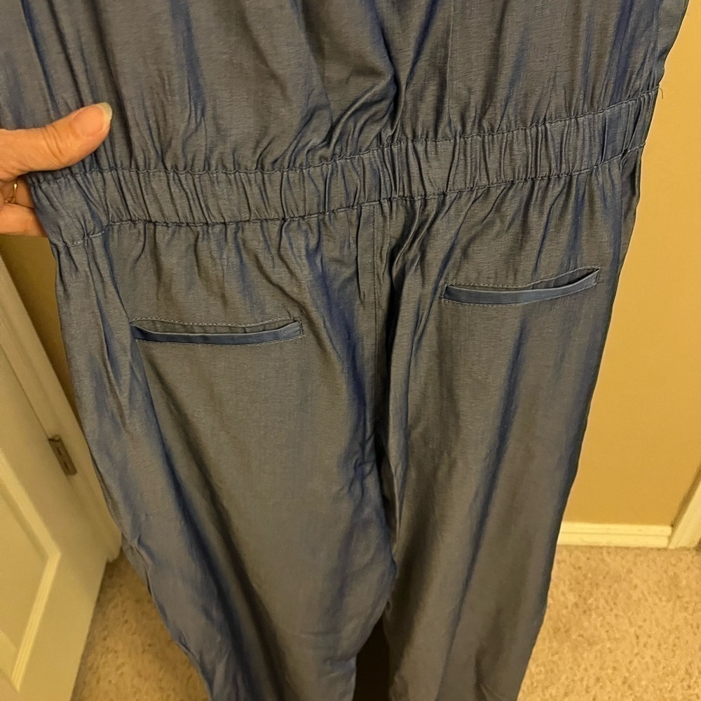 Nwot Chambray Jumpsuit With Drawstring Waist Size… - image 6